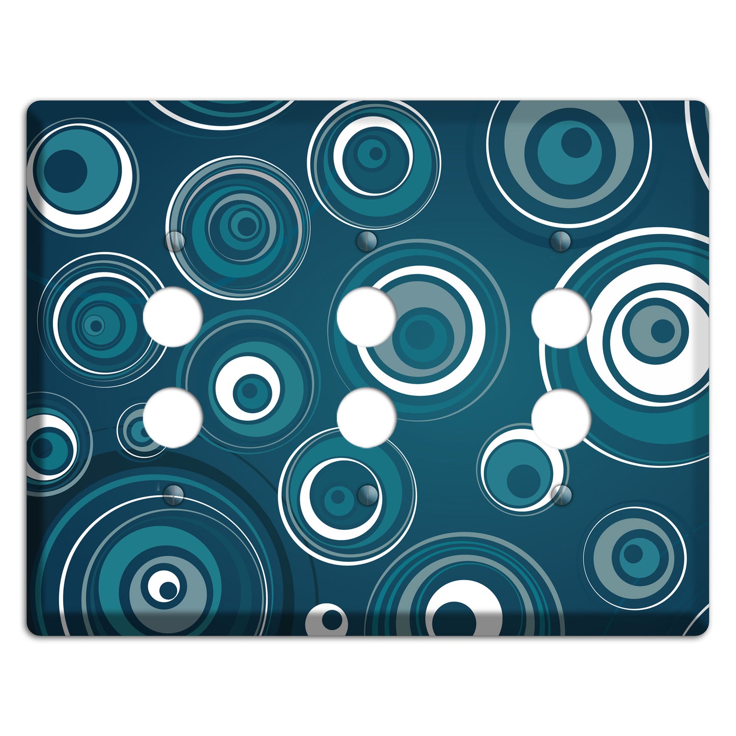 Blue Circles 3 Pushbutton Wallplate