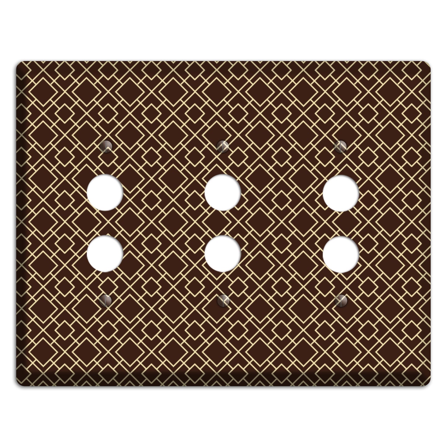 Asian Square Pattern 3 Pushbutton Wallplate