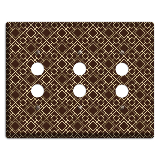 Asian Square Pattern 3 Pushbutton Wallplate