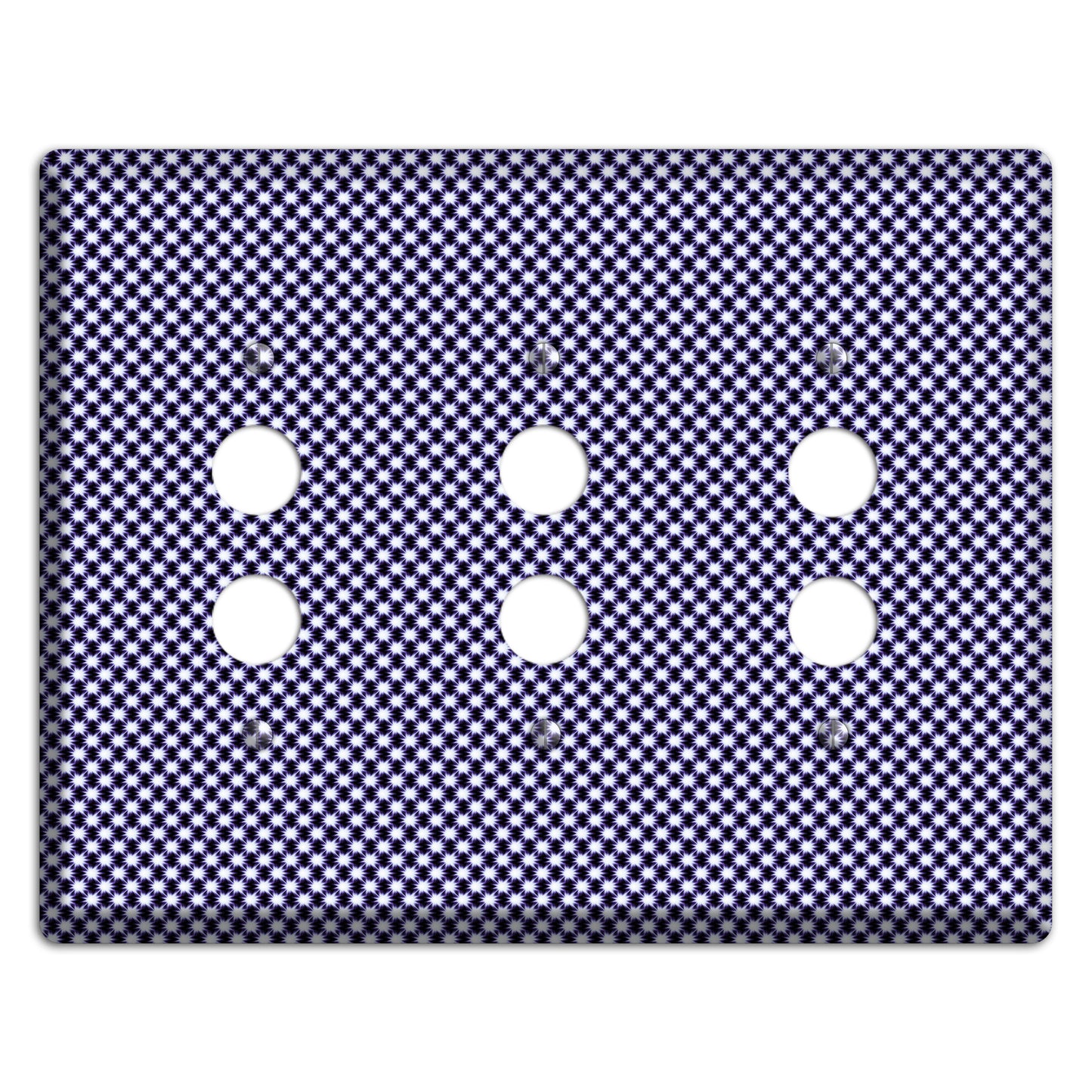 Black with White Aster Check 3 Pushbutton Wallplate