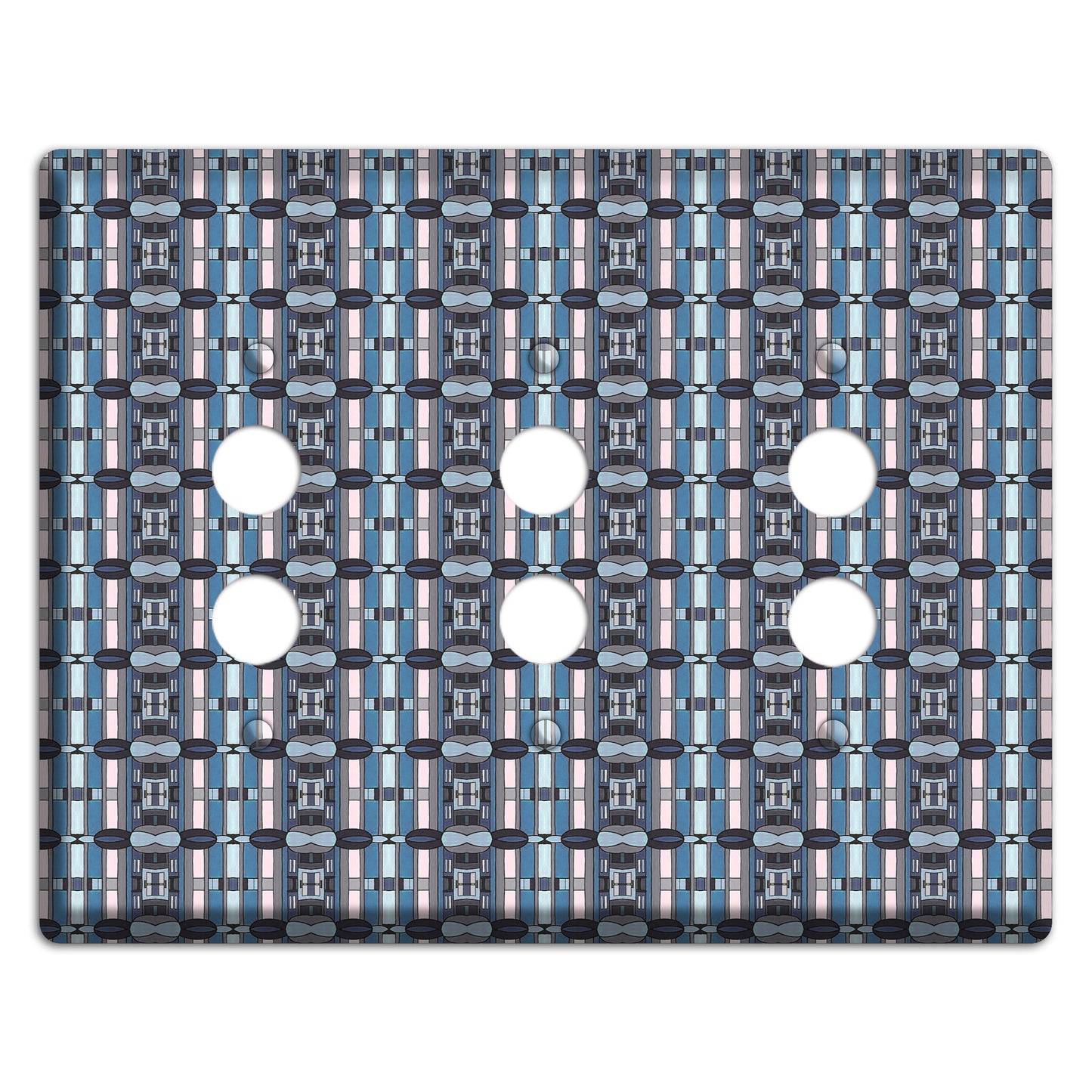 Blue and Grey Tapestry 3 Pushbutton Wallplate