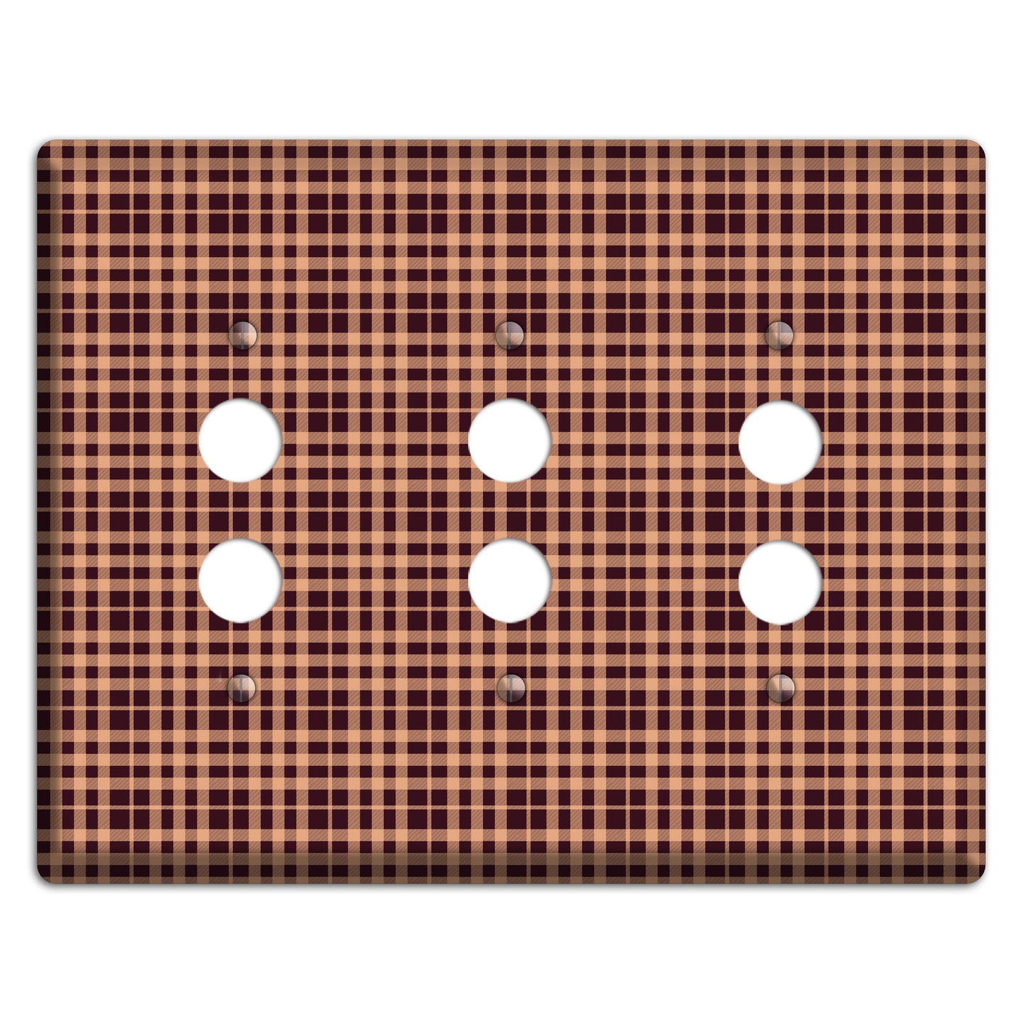 Beige and Black Plaid 3 Pushbutton Wallplate