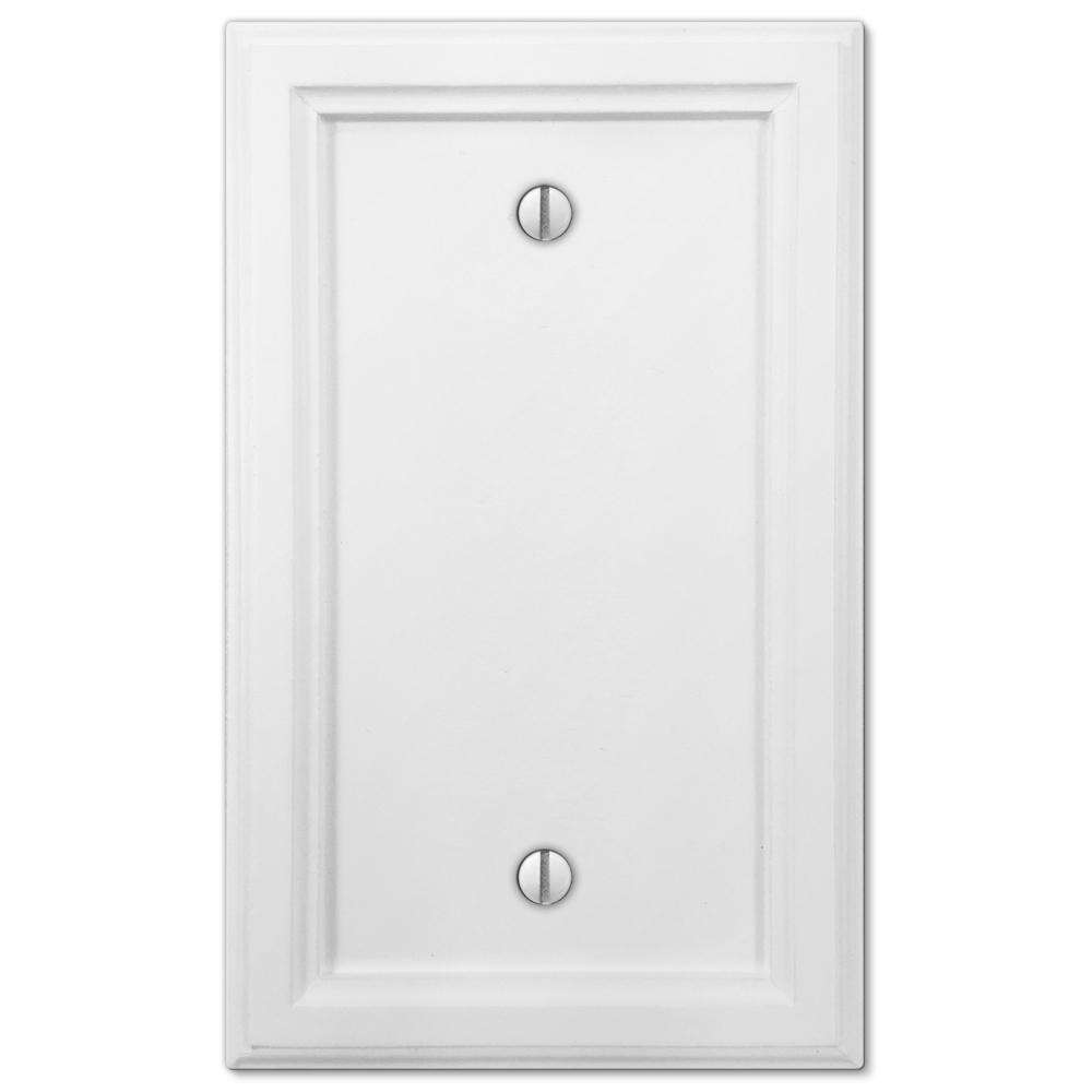 Elly White Wood Blank Wallplate:Wallplatesonline.com