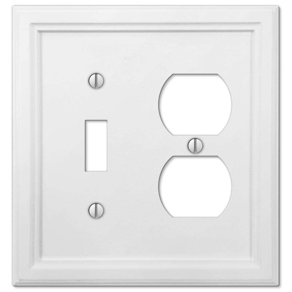 Elly White Wood Toggle /  Duplex Outlet Wallplate:Wallplatesonline.com