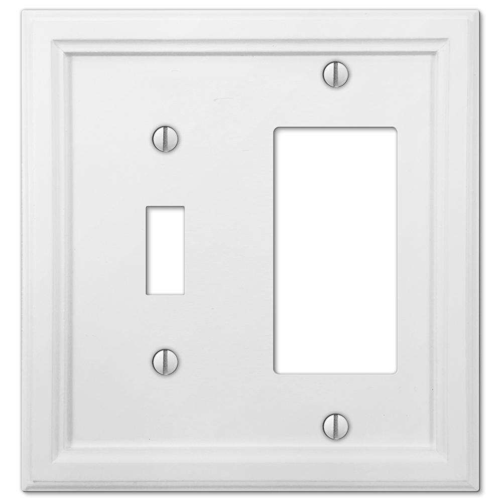 Elly White Wood Toggle /  Rocker (GFI) Wallplate:Wallplatesonline.com