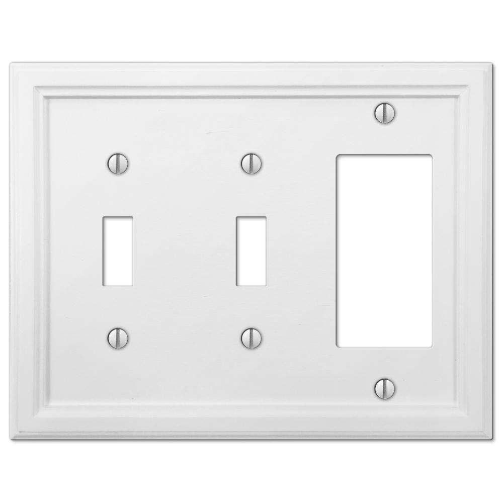 Elly White Wood 2 Toggle /  Rocker (GFI) Wallplate:Wallplatesonline.com