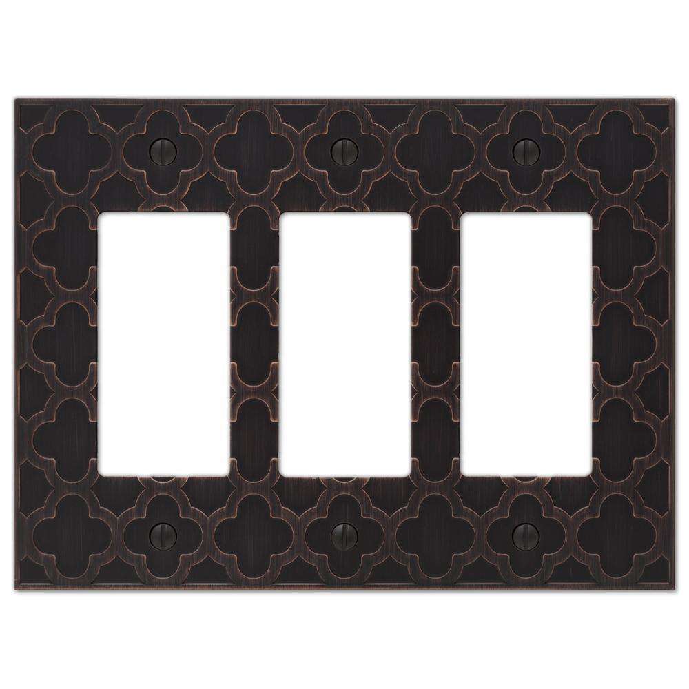 Tangier Aged Bronze Cast 3 Rocker (GFI) Wallplate:Wallplatesonline.com