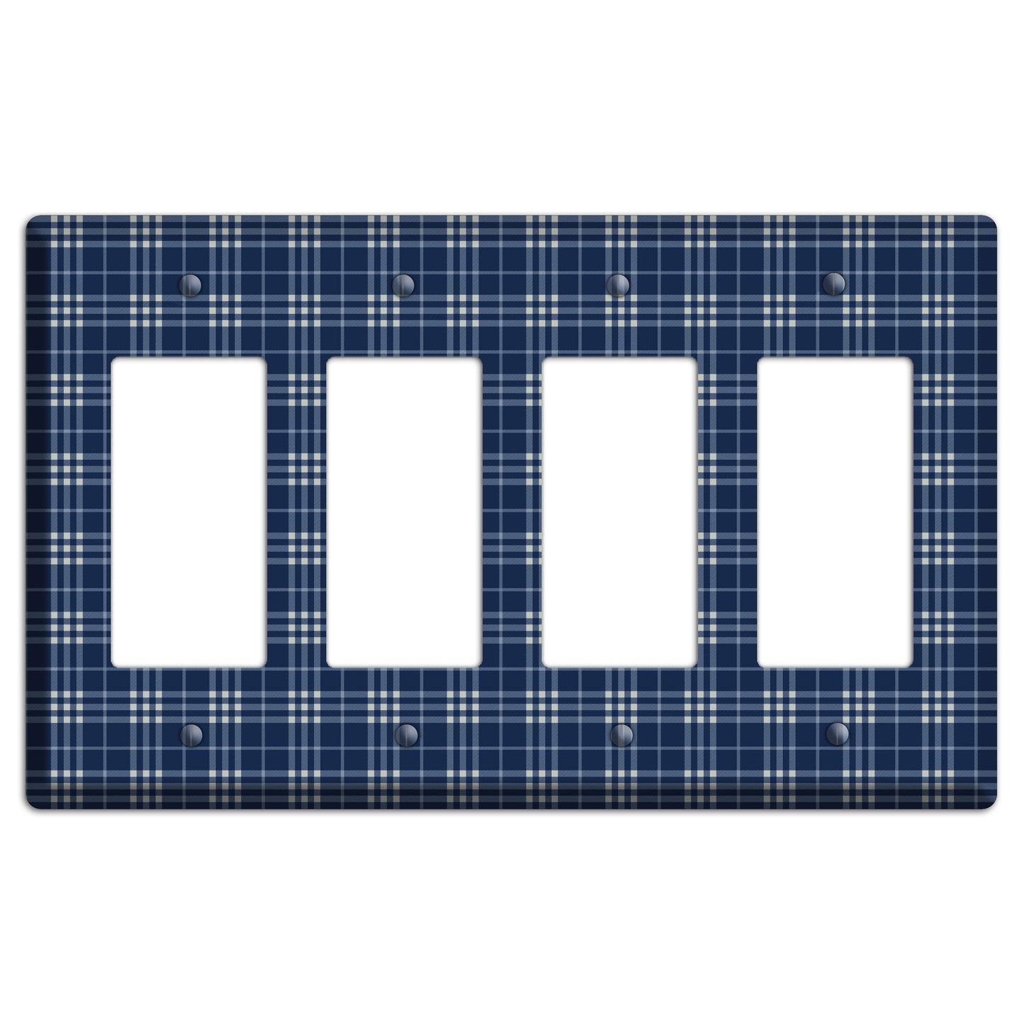 Blue and White Plaid 4 Rocker Wallplate