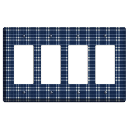 Blue and White Plaid 4 Rocker Wallplate