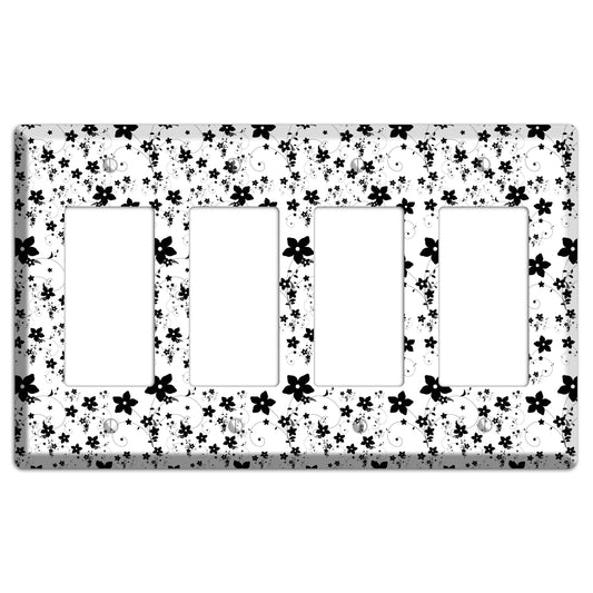 Black and White Flowers 4 Rocker Wallplate