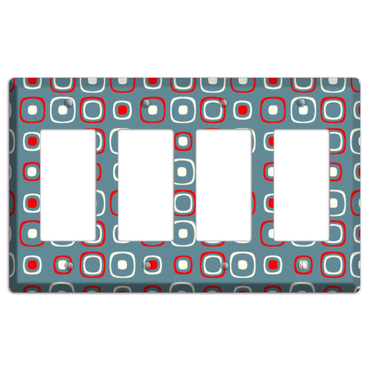 Blue and Red Rounded Squares 4 Rocker Wallplate