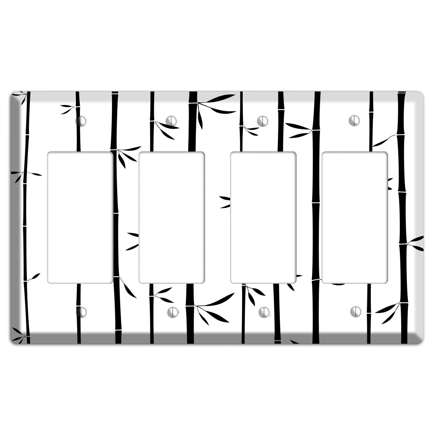 Black and White Bamboo 4 Rocker Wallplate