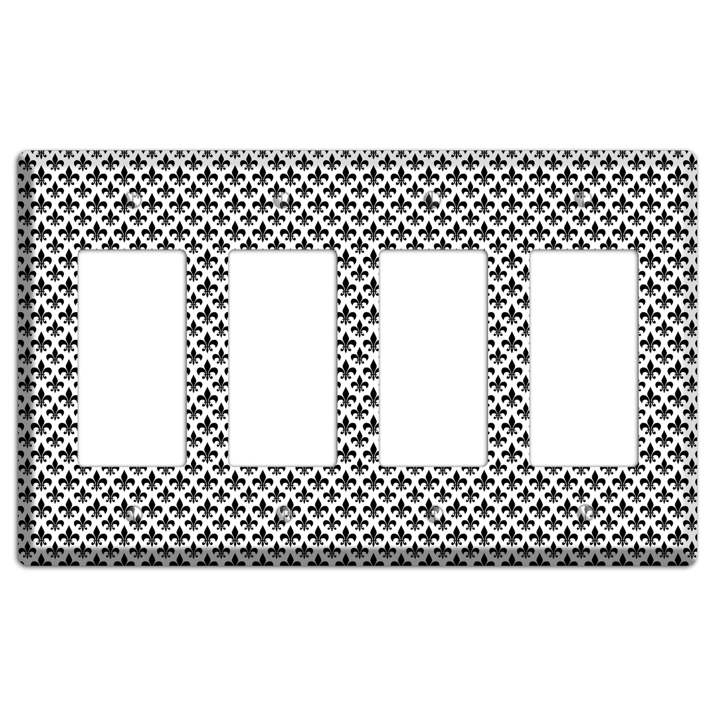 Black and White Fleur de lis 4 Rocker Wallplate