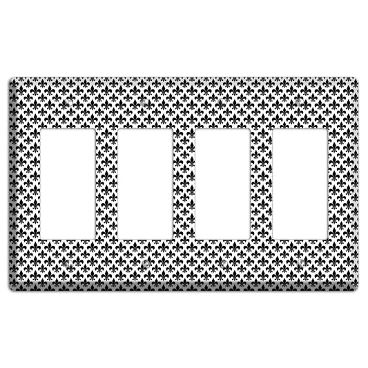 Black and White Fleur de lis 4 Rocker Wallplate