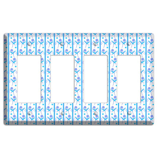 Blue Floral Pattern 4 Rocker Wallplate