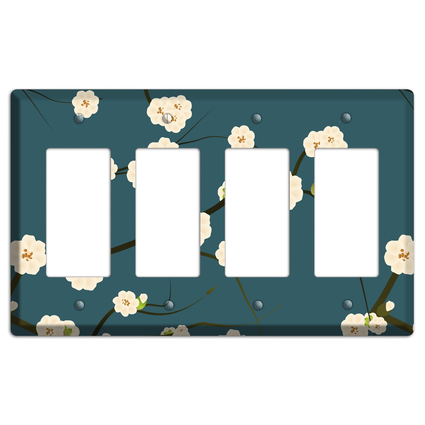 Blue Cherry Blossoms 4 Rocker Wallplate