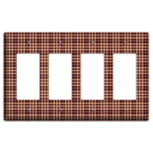 Beige and Black Plaid 4 Rocker Wallplate