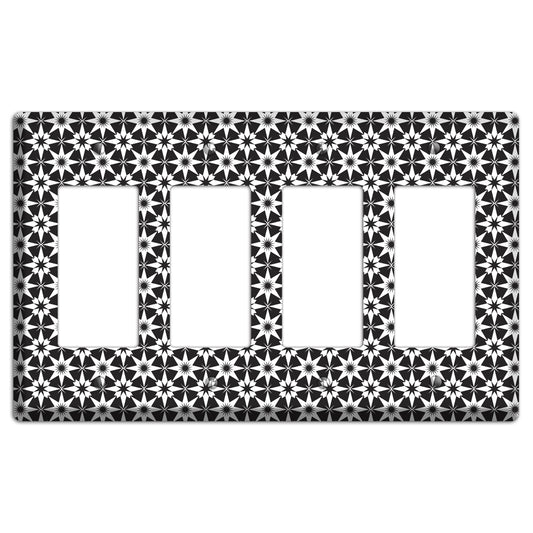 Black with White Foulard 4 Rocker Wallplate