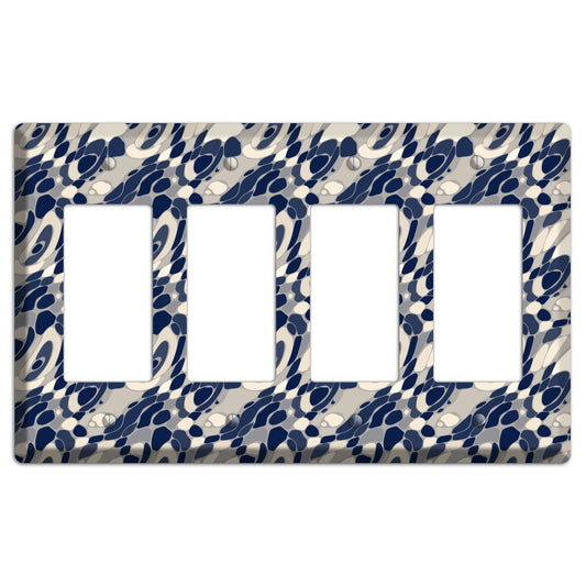 Blue and Beige Large Abstract 4 Rocker Wallplate