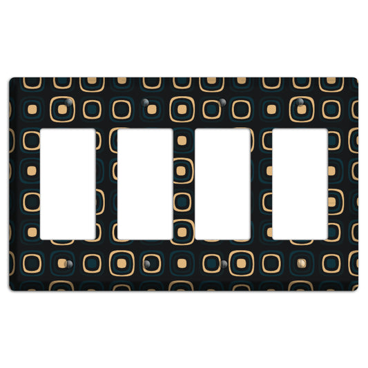 Black and Yellow Rounded Squares 4 Rocker Wallplate