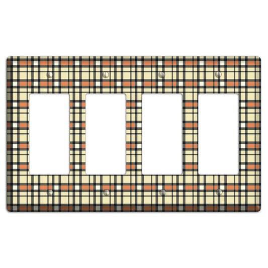 Beige and Brown Plaid 4 Rocker Wallplate