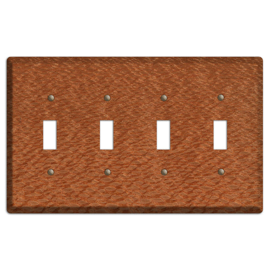 Lacewood Wood Four Toggle Switchplate