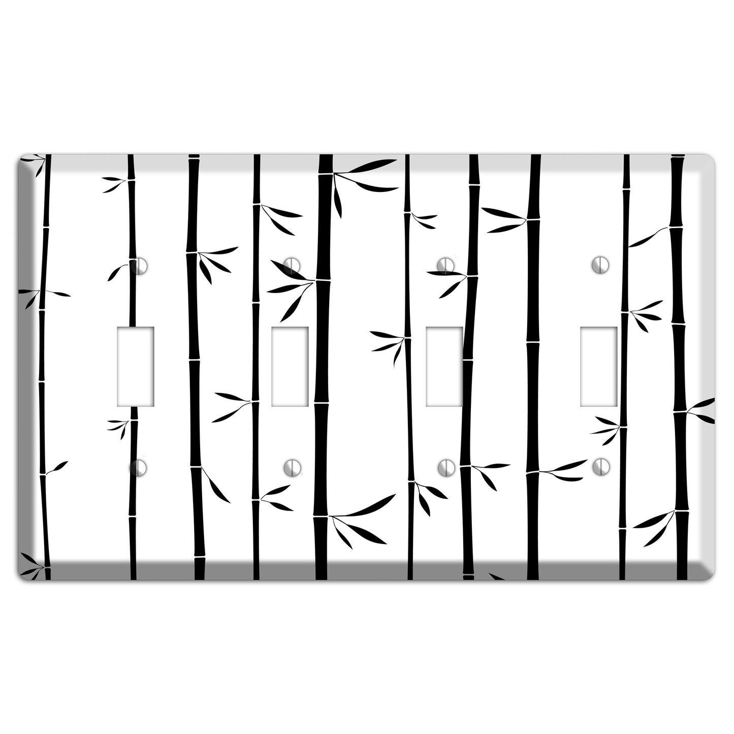 Black and White Bamboo 4 Toggle Wallplate