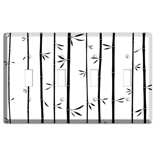 Black and White Bamboo 4 Toggle Wallplate