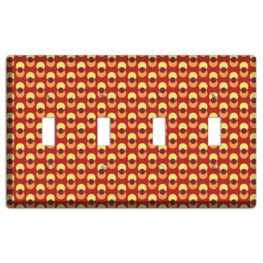 Red Yellow Coral Overlain Dots 4 Toggle Wallplate