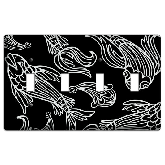 Black and White Koi 4 Toggle Wallplate