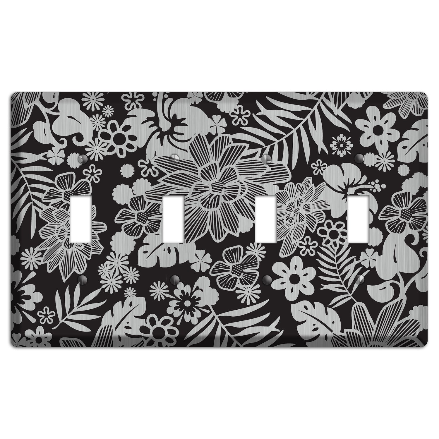 Black with Stainless Tropical 4 Toggle Wallplate