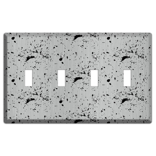 Ink Splash 5 Stainless 4 Toggle Wallplate