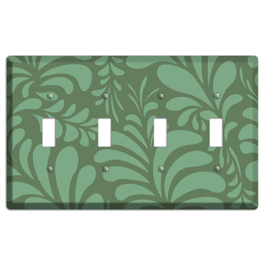 Green Herati 4 Toggle Wallplate