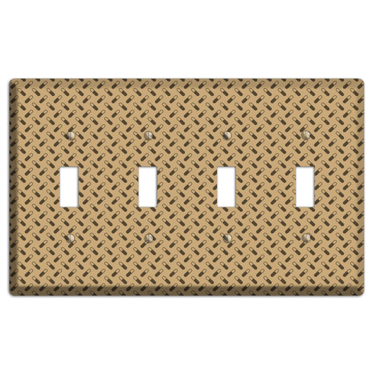 Beige with Brown Motif 4 Toggle Wallplate