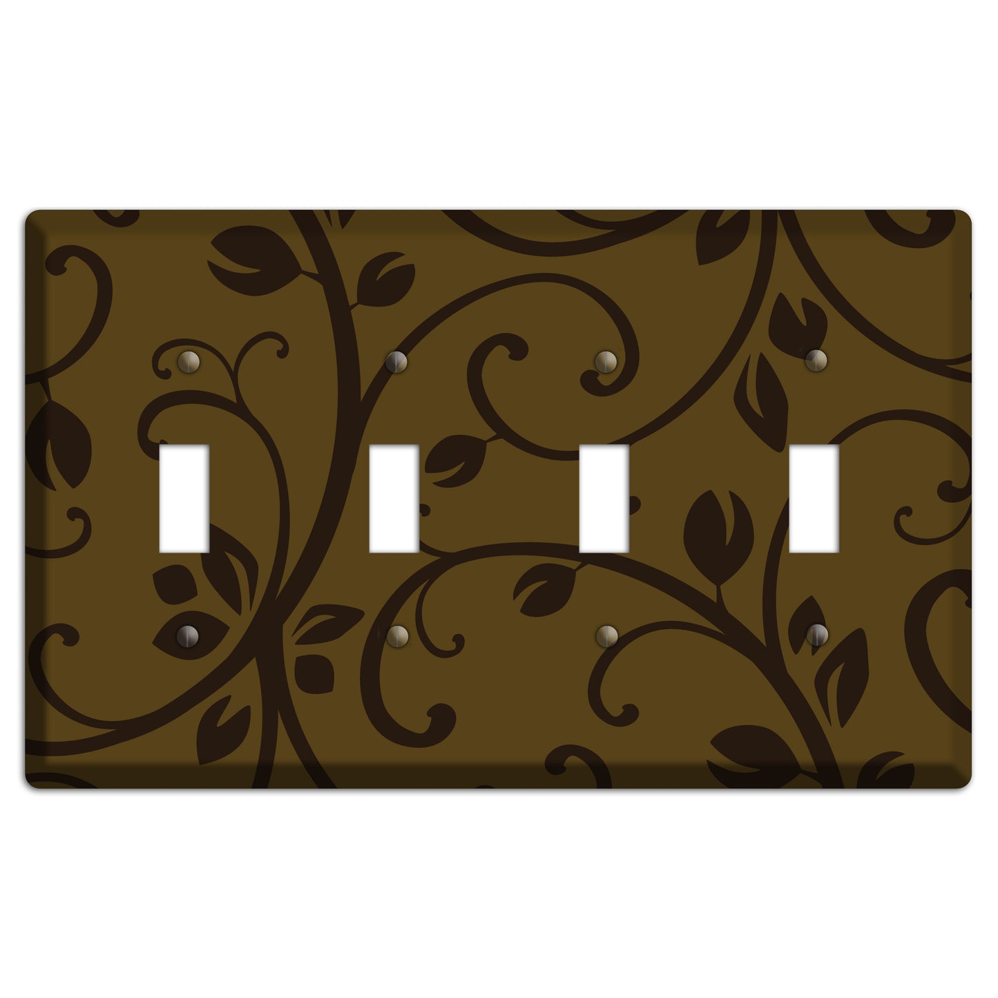 Brown Bud Sprig 4 Toggle Wallplate