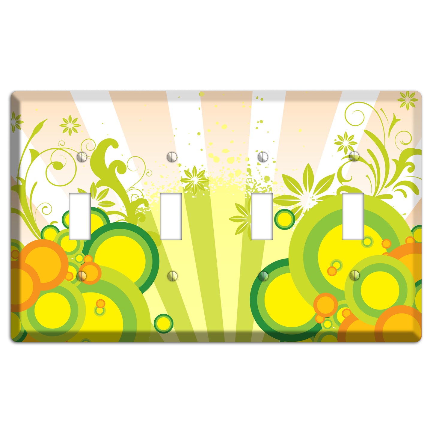 Green Yellow Orange Retro Sprig 4 Toggle Wallplate