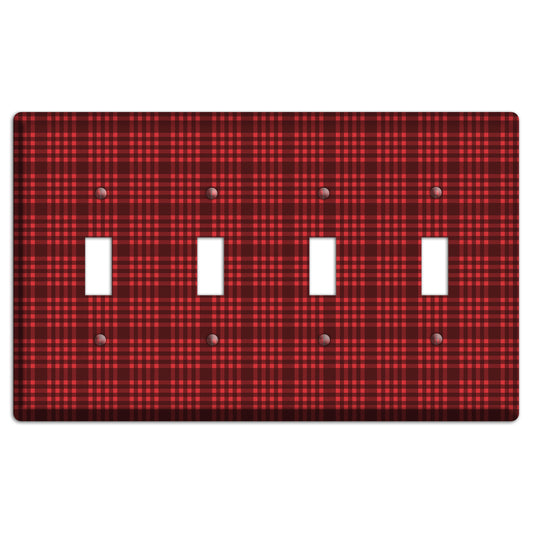 Maroon Plaid 4 Toggle Wallplate