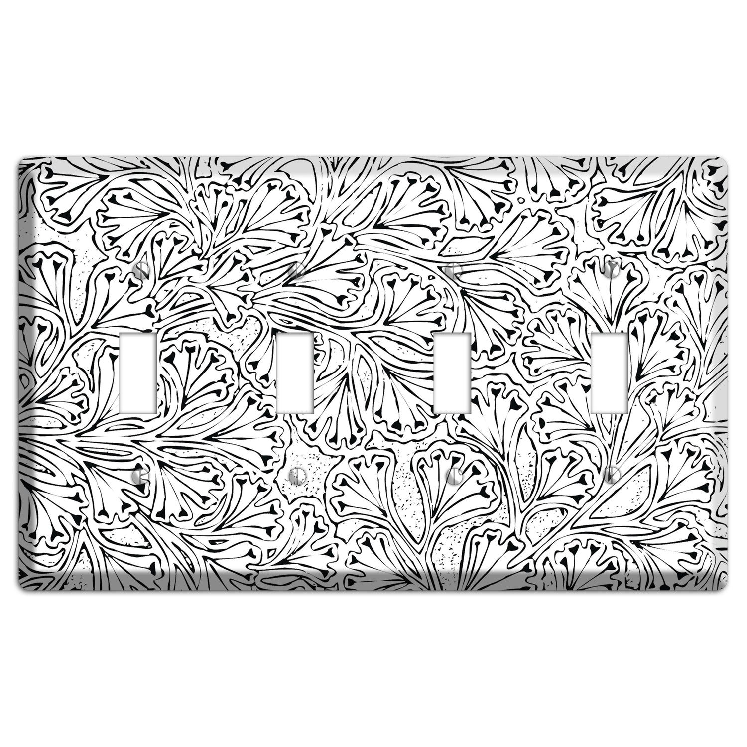 Deco Red Interlocking Floral 4 Toggle Wallplate