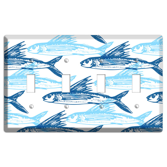 Multi-Blue Fish 4 Toggle Wallplate