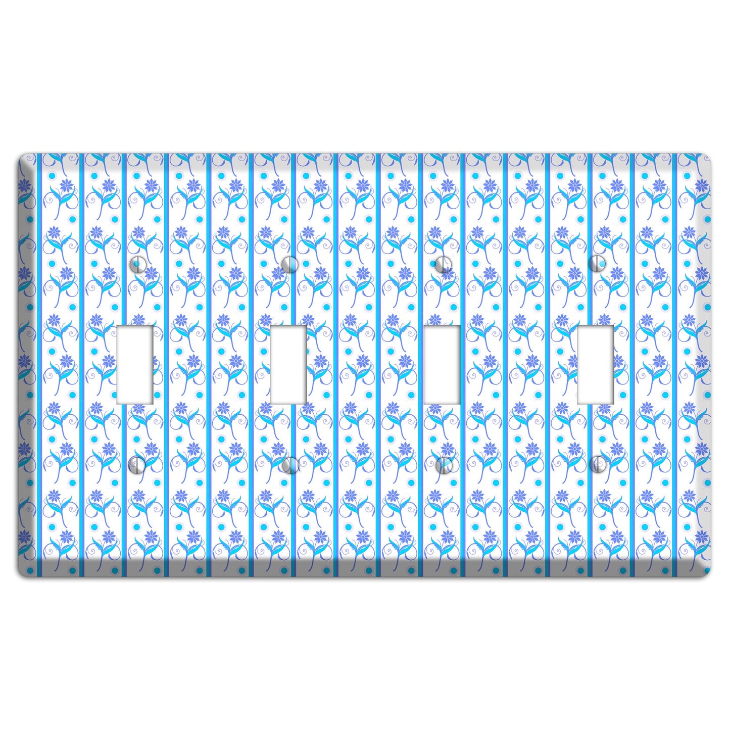 Blue Floral Pattern 4 Toggle Wallplate