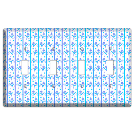 Blue Floral Pattern 4 Toggle Wallplate