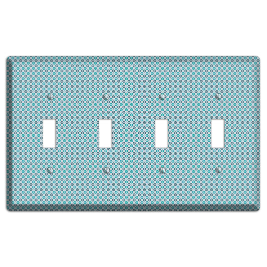 Turquoise and Blue Concentric Dots 4 Toggle Wallplate