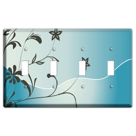 Blue-grey Flowers 4 Toggle Wallplate