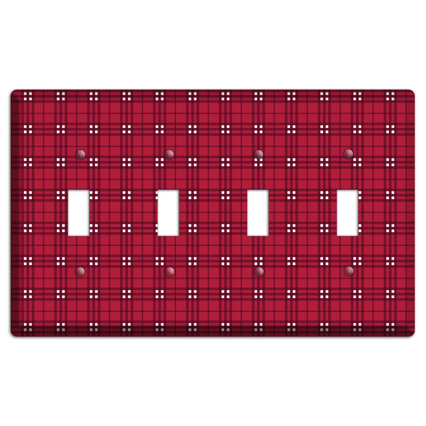 Red and White Plaid 4 Toggle Wallplate