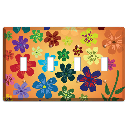 Brown Flowers 4 Toggle Wallplate