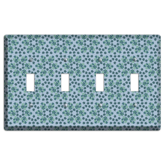 Blue with Multi Green Calico 4 Toggle Wallplate