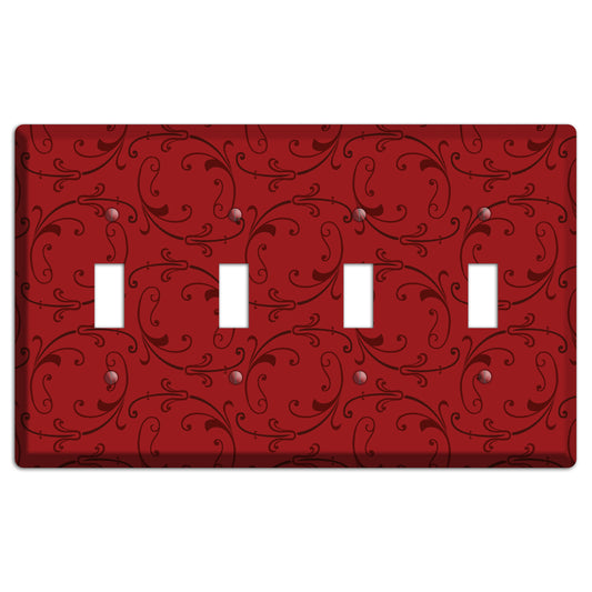 Red Victorian Sprig 4 Toggle Wallplate