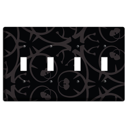 Black with Grey Abstract Swirl 4 Toggle Wallplate