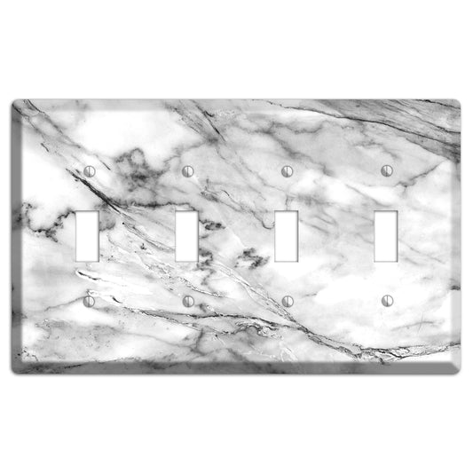 Black and White marble 4 Toggle Wallplate