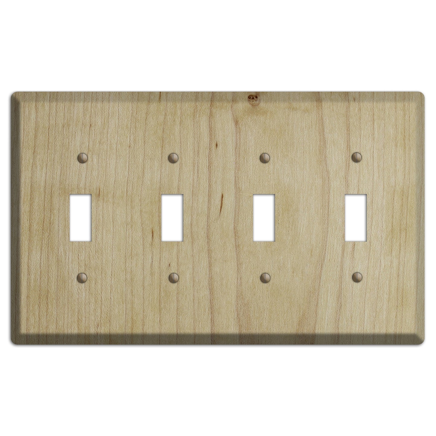 Maple Wood Four Toggle Switchplate